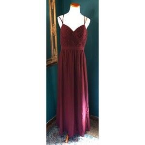 Kennedy Blue Bridesmaid Maxi Dress Strappy Back 8 Burgundy Maroon Sweetheart